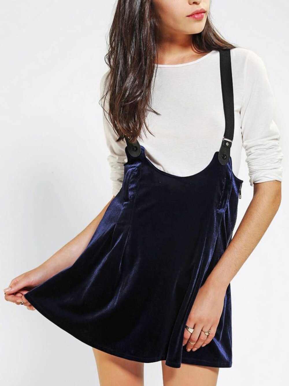 UNIF Dropout suspender skirt in blue velvet RARE HTF